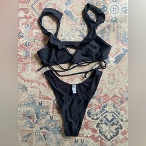 aerie Black High-Leg Cheeky Bikini Top